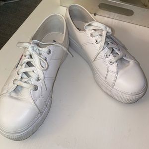 White Leather Platform Supergas
